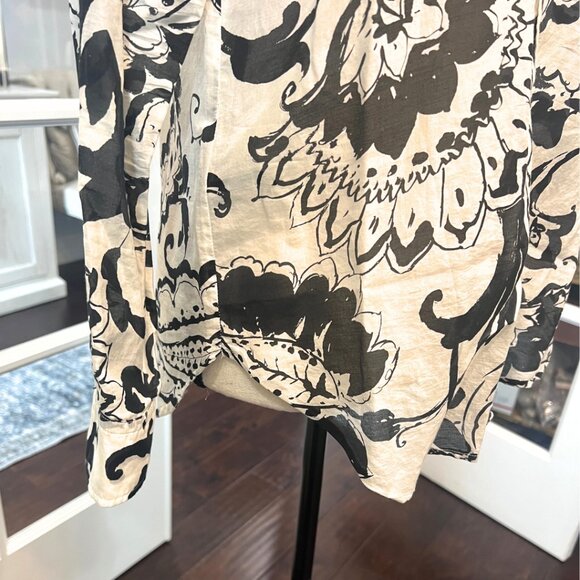 Lauren Ralph Lauren Floral Paisley Button Down Shirt Silk Blend Semi Sheer S - Picture 5 of 10
